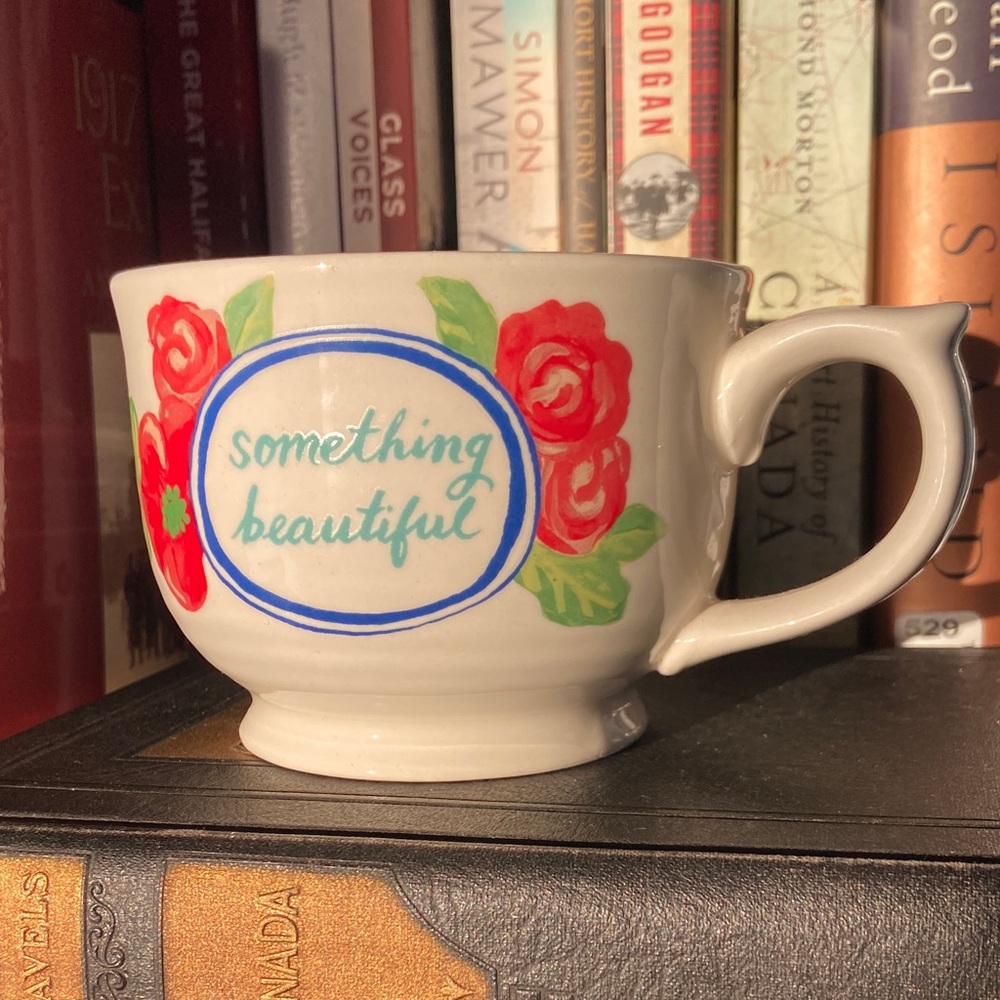 Anthropologie Molly Hatch “Something Beautiful” Stoneware Mug Coffee Cup